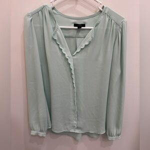 J.Crew Mint Green Ruffle Blouse